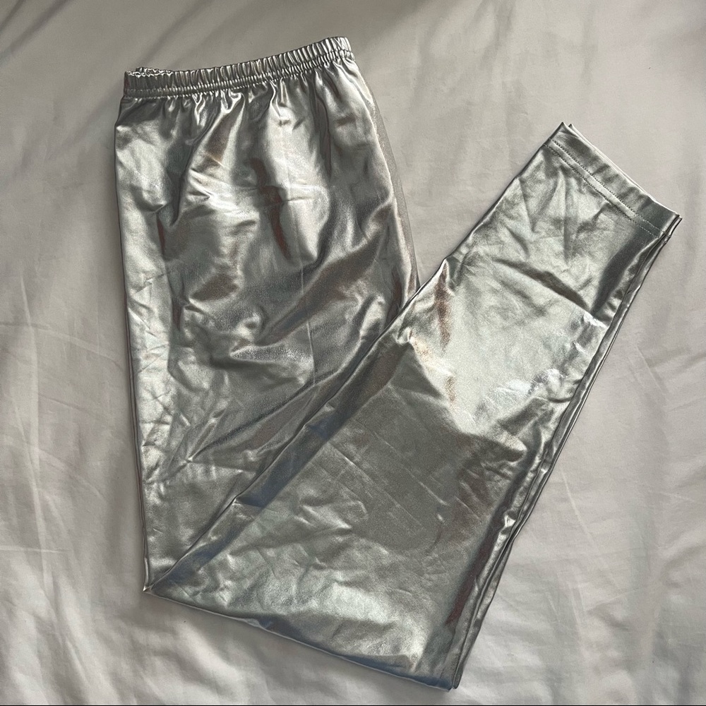Silver Metallic Legging Pants